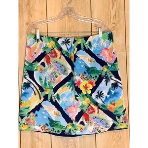 Talbots skirt 14P Lined, “Caribbean postcard” Tropical, Beach Flirty Golf